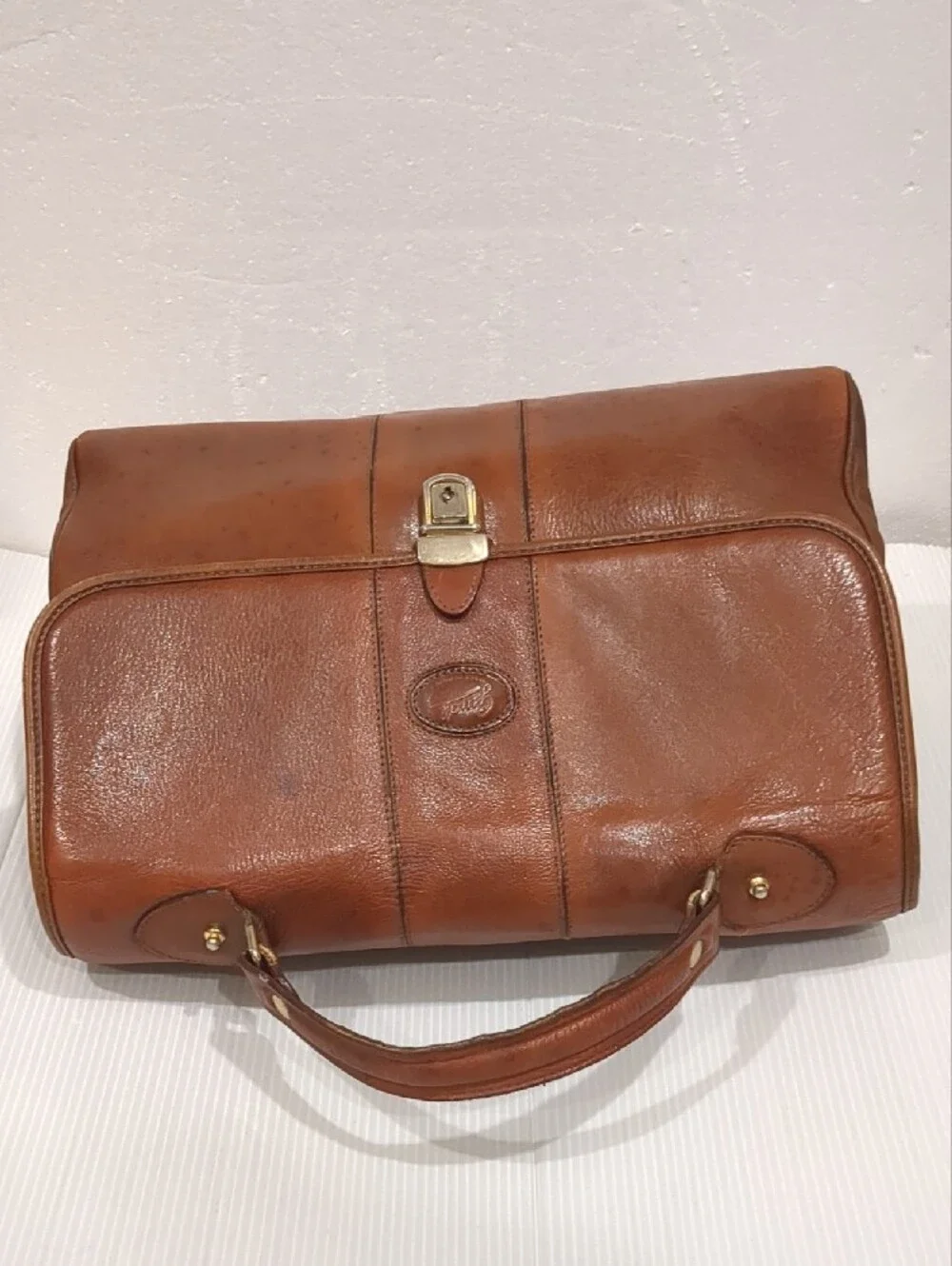 Italian Vintage Brown Leather Doctor-Style Briefcase Satchel